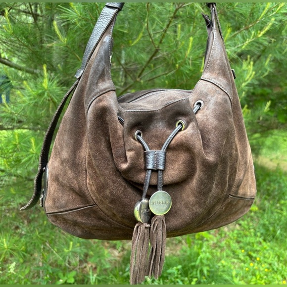 Furla Brown Suede Shoulder Bag. Preowned. - Picture 12 of 15